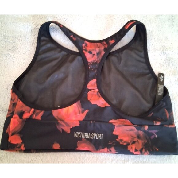 Victoria's Secret M Sports Bra Black Rose Print Pullover Wireless Victoria Sport - Picture 2 of 3
